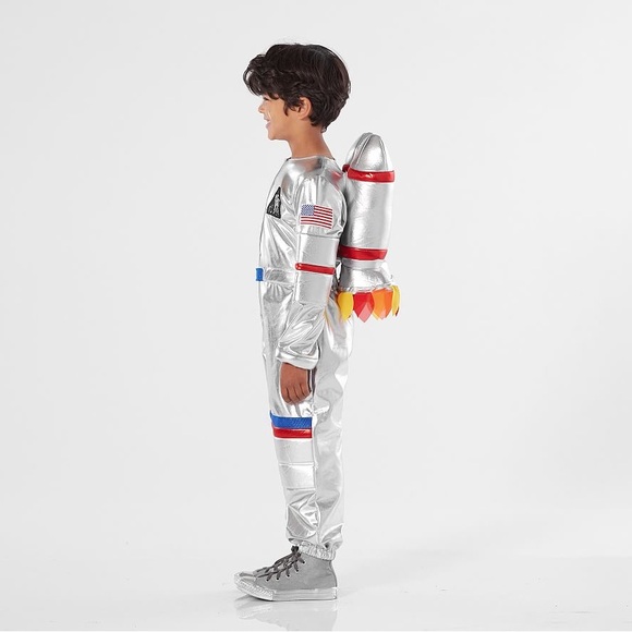 Pottery Barn Kids Silver Spacesuit Astronaut Costume & HELMET SET - Picture 2 of 15